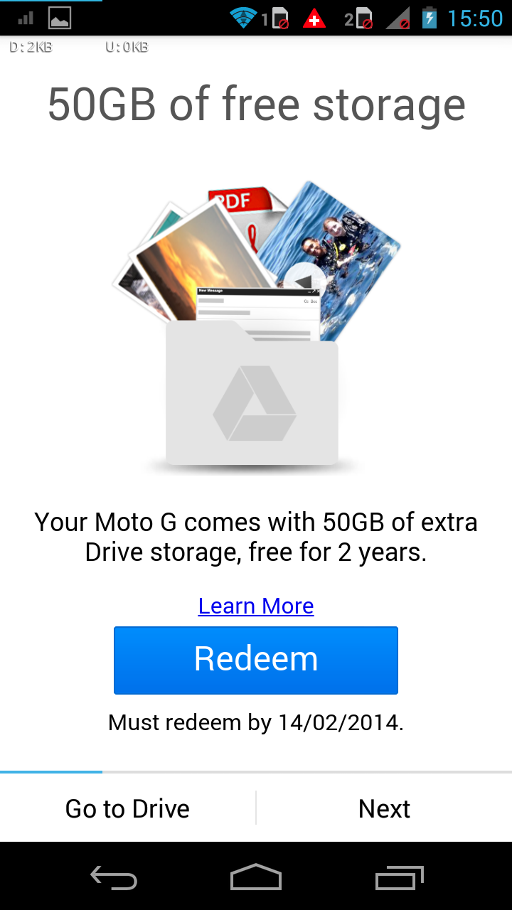 Moto G review google drive free 25gbs ycp