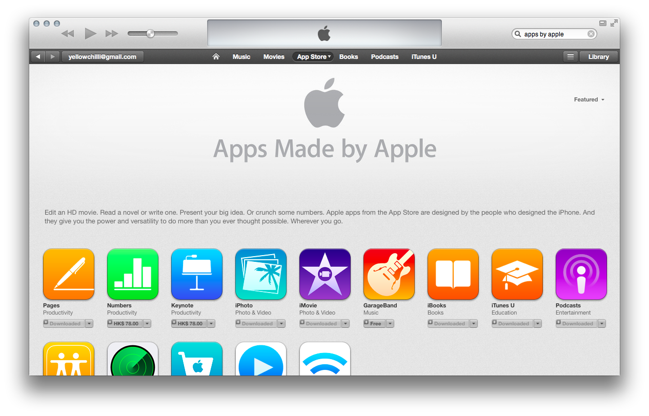 apple appstore apps by apple result