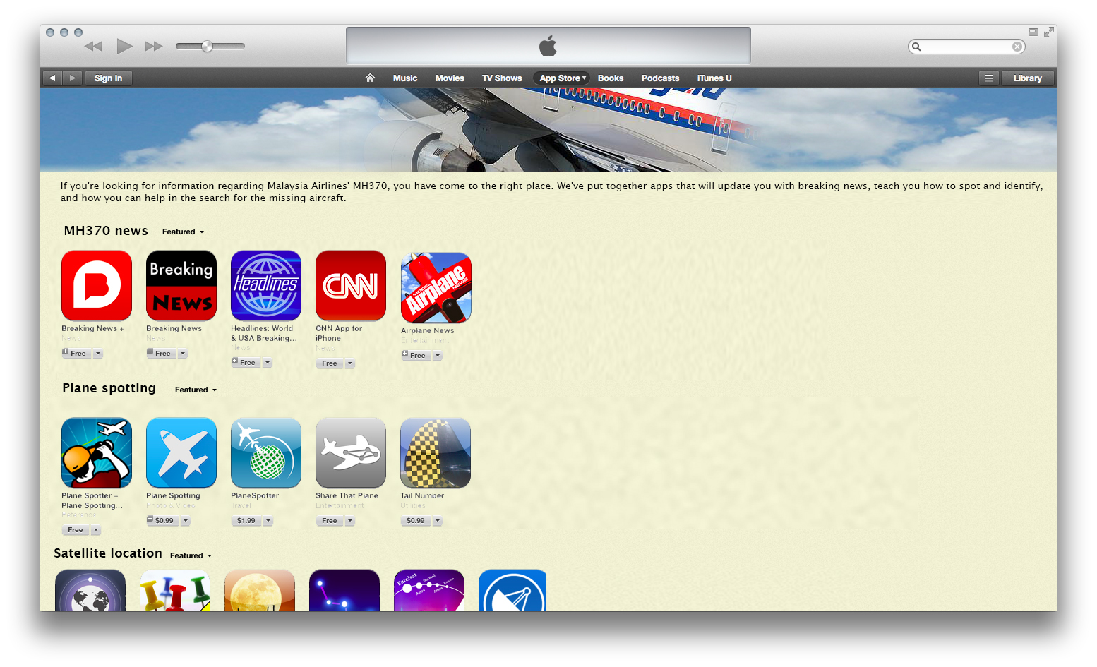 apple appstore mock current events section
