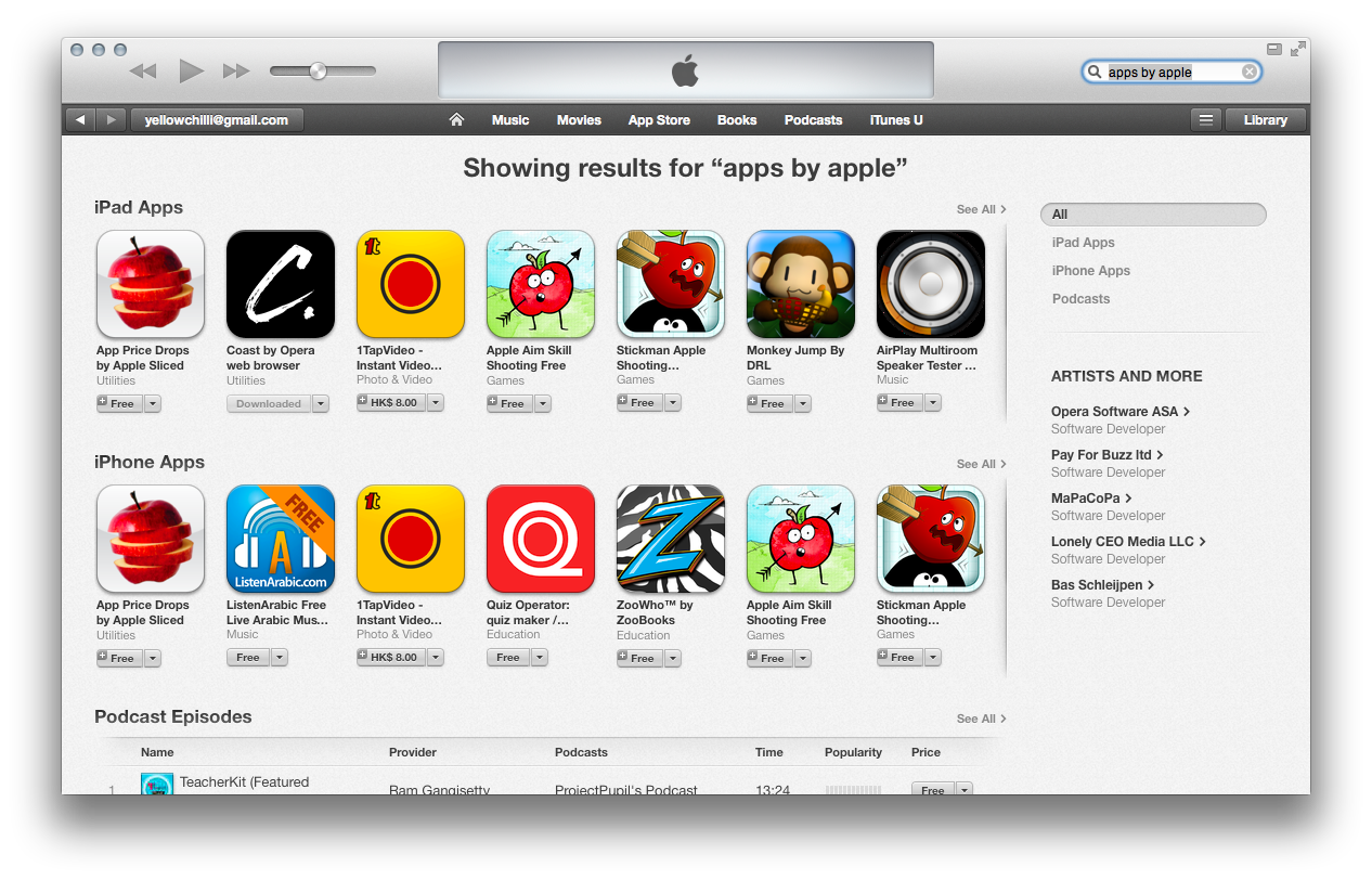 apple appstore search apps by apple results