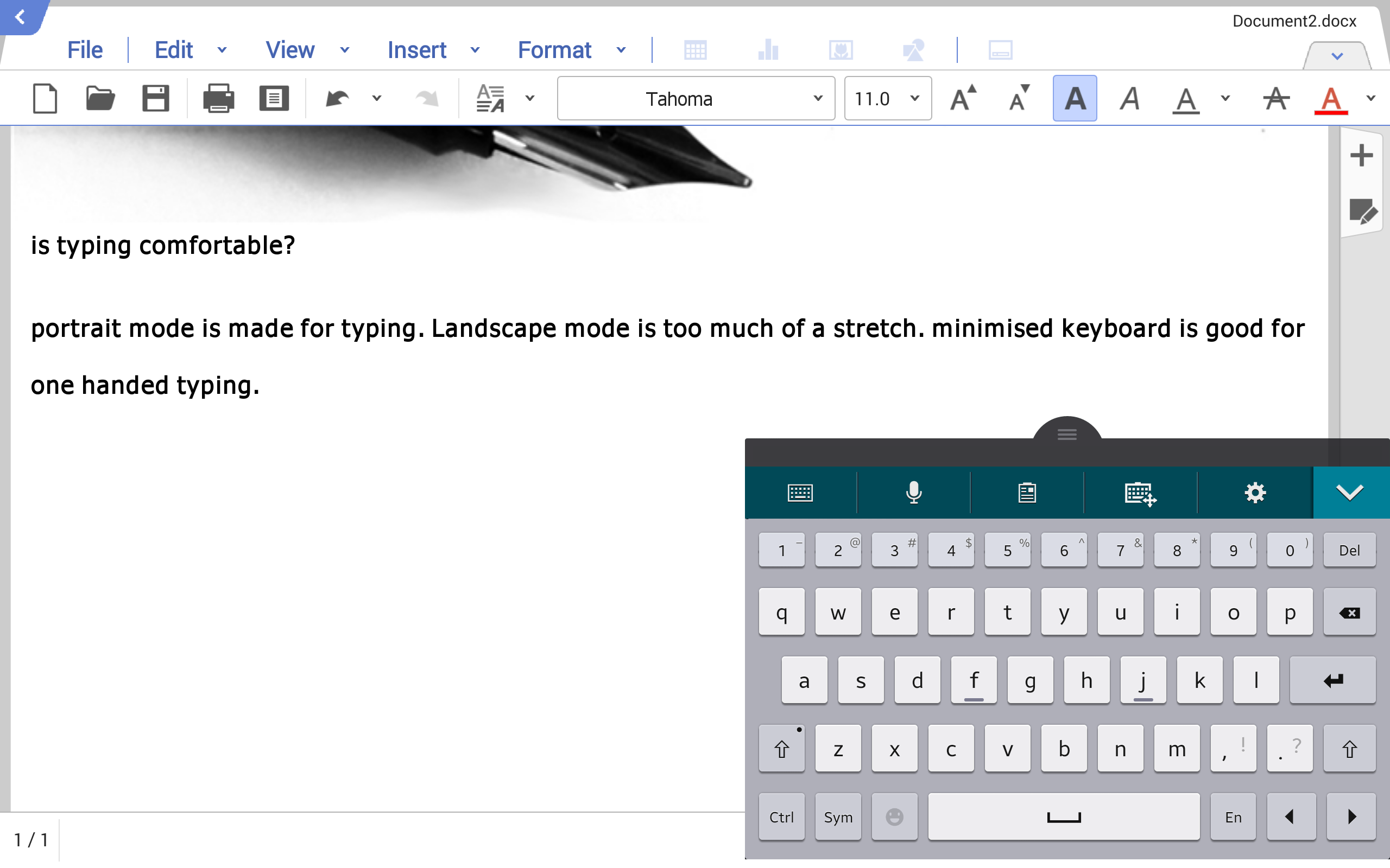 samsung galaxy tab pro ycp review landscape mode minimized keyboard