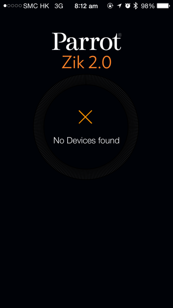 Parrot Zik app not recognizing  the Zik 2 ios
